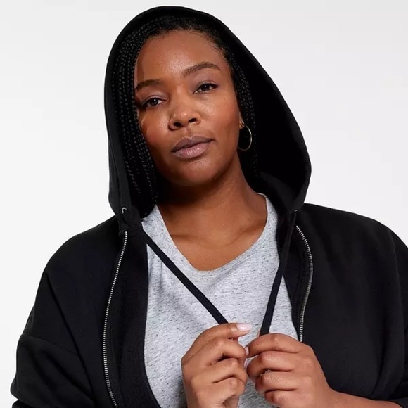 CALIA Women's Cropped Zip Hoodie in Pure Black - Size 2X - Picture 2 of 14